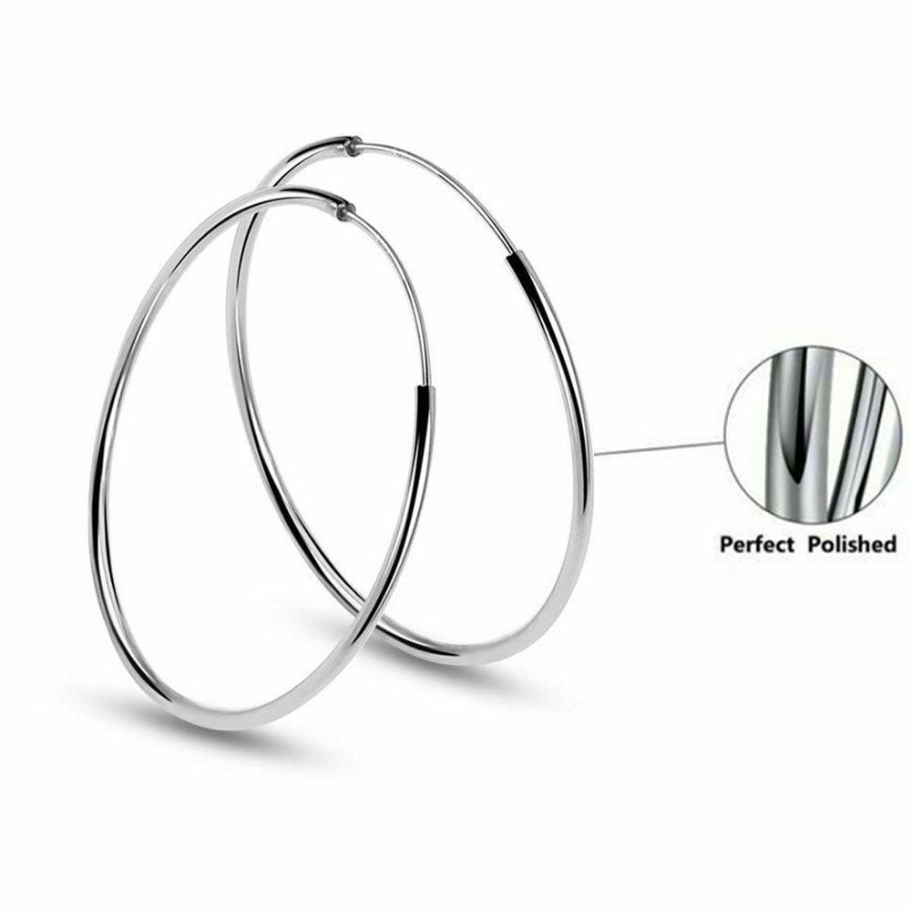 NIUYOU Khuyên Tai Dạng Vòng Trơn Mịn Kích Thước 30mm-60mm