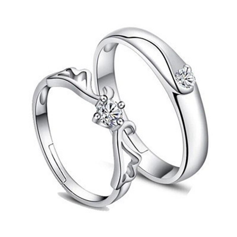Nhẫn mạ bạc 925 đính đá sang trọng cho cặp đôi
