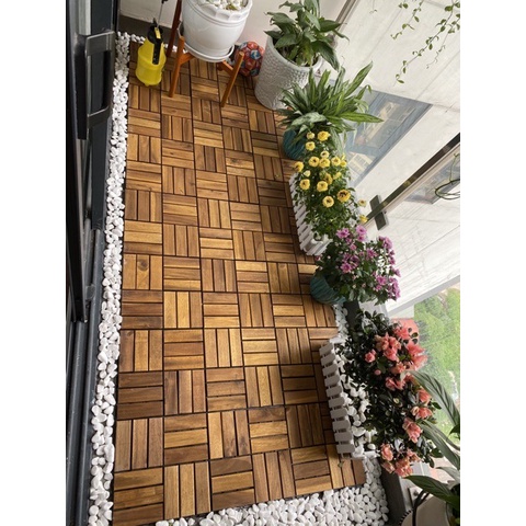 Sàn gỗ lót nền ban công 30x30x2cm phòng khách, Lót sàn nhà tắm, sân vườn, chống nóng sân thượng