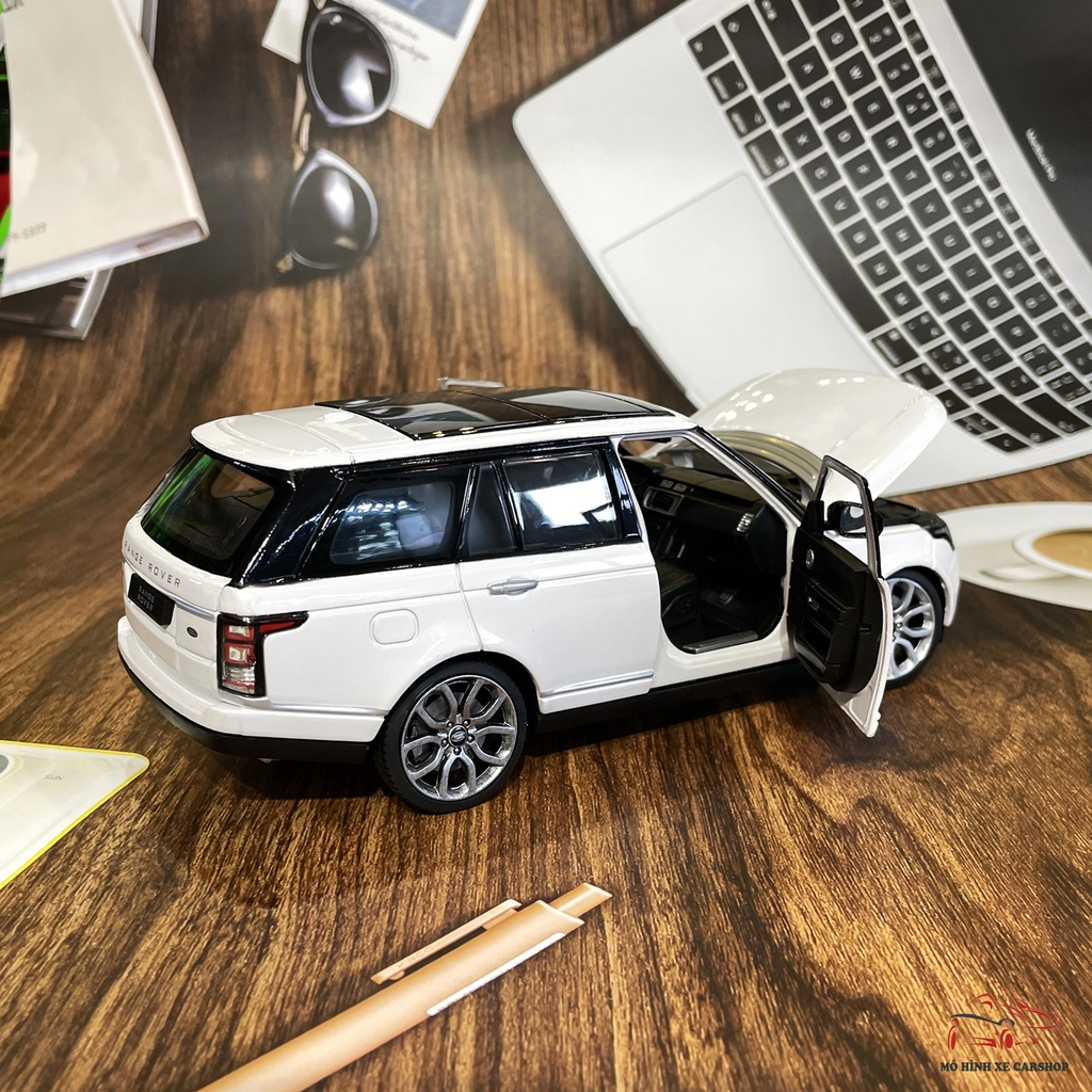 Mô hình xe ô tô trưng bày Range Rover Land Rover hãng Rastar tỉ lệ 1:24 màu trắng