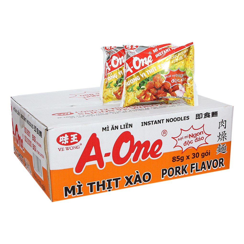 Thùng 30 Gói Mì A-One Thịt Xào. 85g*30gói