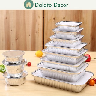 Set 10 HỘP NHÔM, KHAY GIẤY BẠC đựng thực phẩm có nắp đa dạng kích cỡ Dalaco.decor