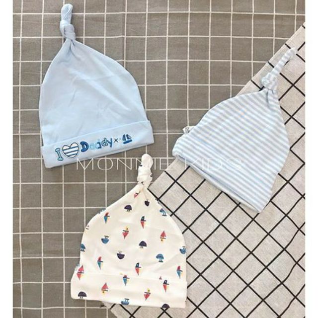 Set 3 mũ cho bé MOMCARE, mũ cotton họa tiết mềm mại cao cấp - Monnie Kids