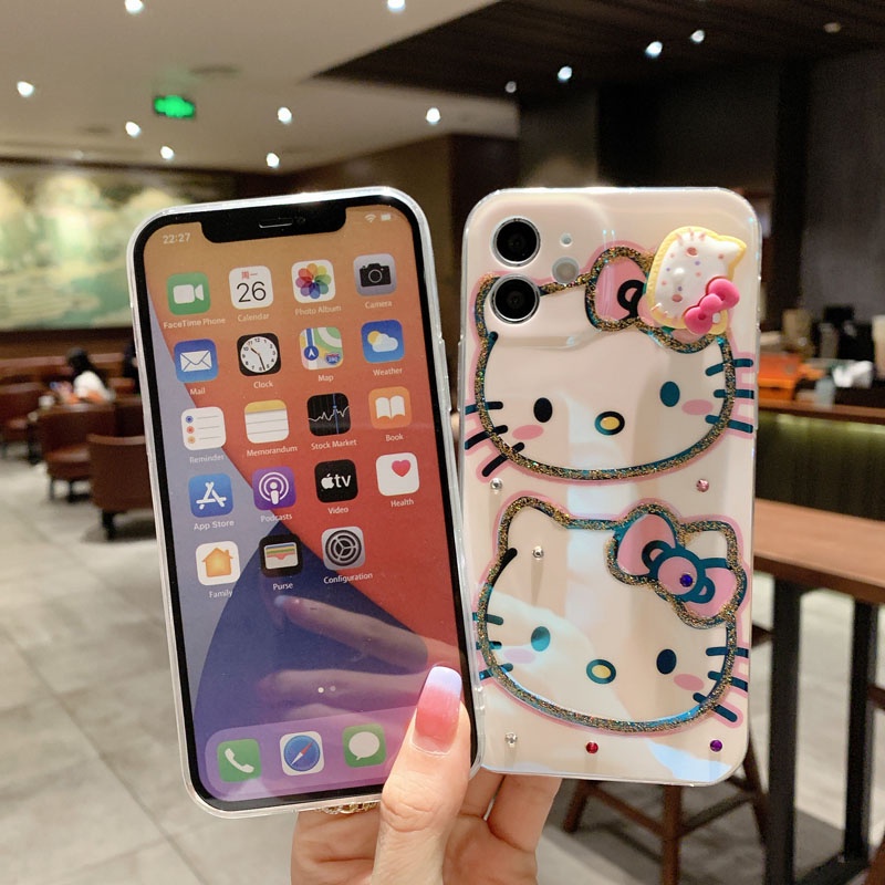 Ốp điện thoại mềm in hình Hello Kitty hoạt hình cho iPhone 13 12mini 11 Pro XS Max X XR 6 6S 7 8 Plus