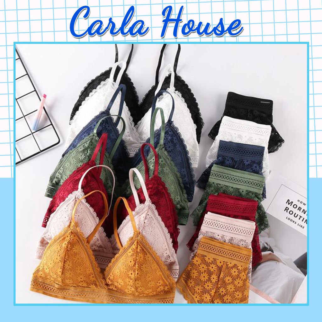 Áo Bra Ren Hoa Mini Mút Mỏng Cài Sau CARLA không gọng đệm mỏng cao cấp