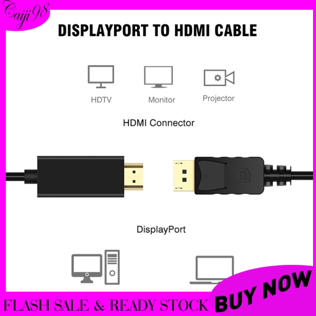 1.8m DP to HDMI Cable Male to Male DisplayPort to HDMI Conversion Video Audio Adapter Cable for PC HDTV Projector Laptop 1080P