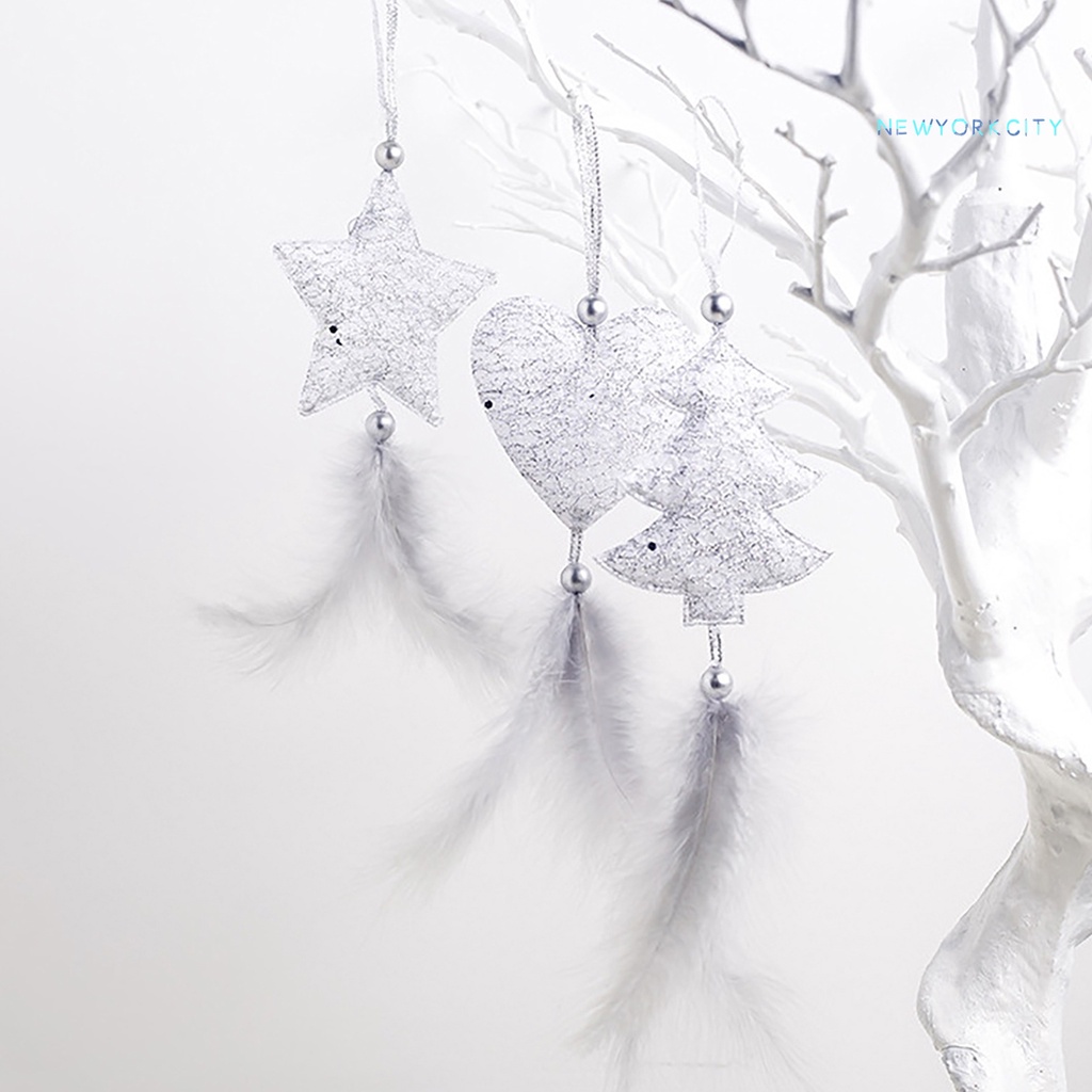 Phụ Kiện Treo Trang Trí Cây Thông Giáng Sinh Hình Ngôi Sao Trái Tim Lông Vũ Trọng Lượng Nhẹ Tái Sử Dụng Đ