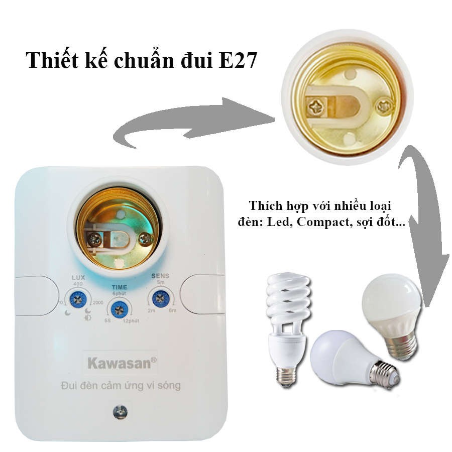 ĐUI ĐÈN CẢM ỨNG VI SÓNG RS686C- KAWASAN