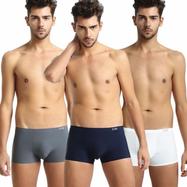 Set 3c Boxer nam đúc lụa, quần lót nam ko đường may siêu mát