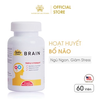 Viên Uống Bổ Não, Hoạt Huyết Dưỡng Não, Cải Thiện Triệu Chứng Mất Ngủ - HEATHY CHOICE BRAIN - NATURE GIFT USA (60 viên)