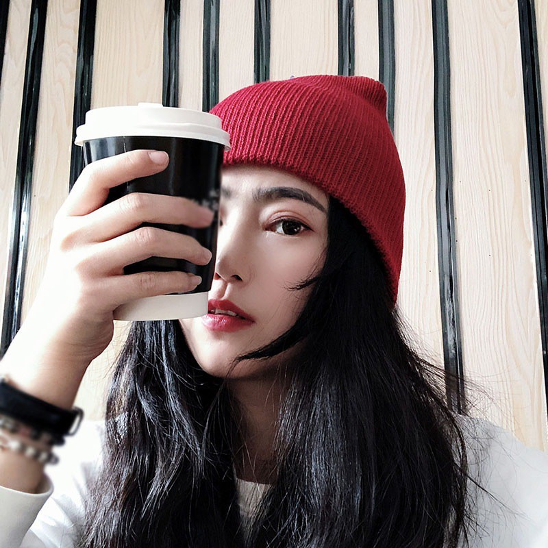 Nón trùm đầu dệt kim màu trơn cho nam và nữ