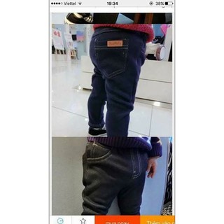 Quần jean nỉ lót lông màu đỏ