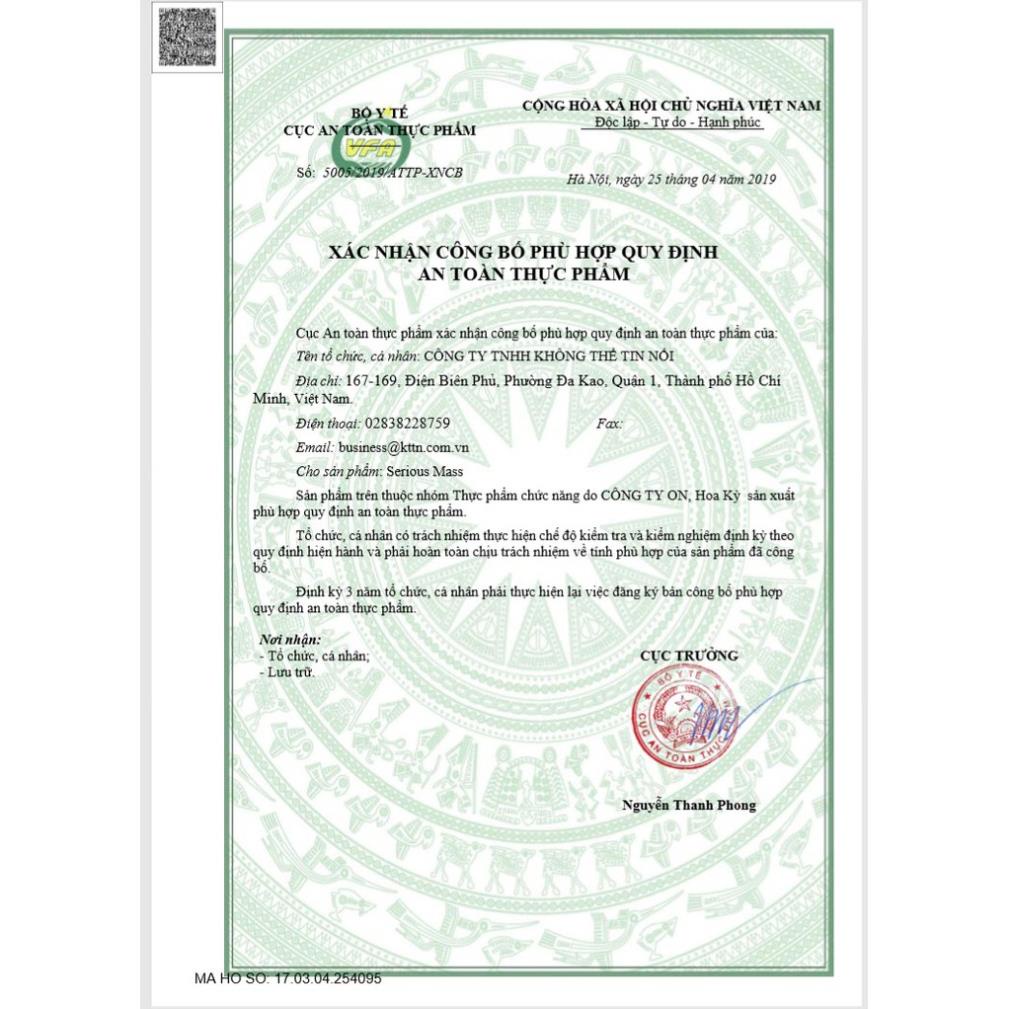 Sữa Tăng Cân Cho Người Gầy On Optimum Nutrition Serious Mass 6 lbs