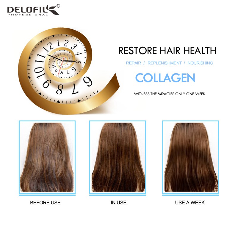 Túi Dầu Hấp Phục Hồi Dưỡng Ẩm DELOFIL Collagen Hair Mask 500ml - Mặt nạ hấp ủ tóc cao cấp