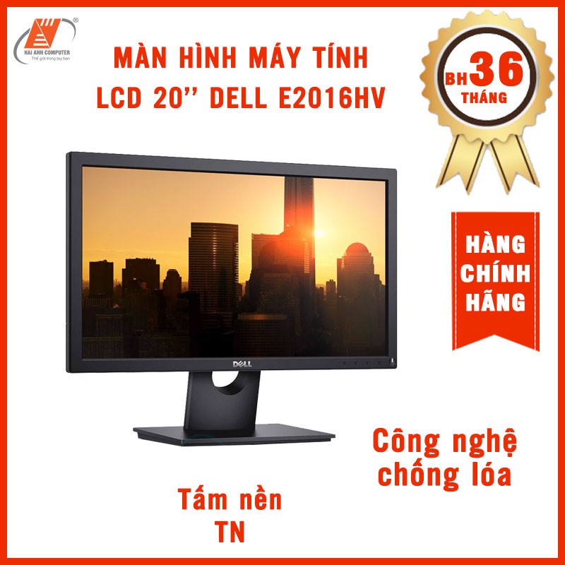 Màn hình máy tính LCD 20" Dell E2016HV | Màn hình phẳng - Tấm nền TN - Màn hình chống lóa - Hàng chính hãng