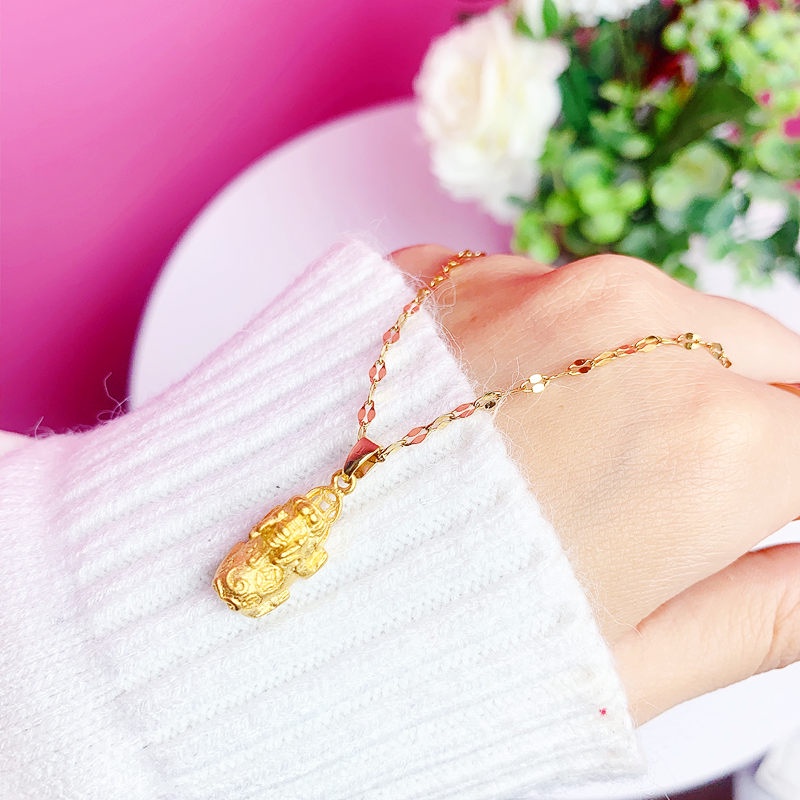 Dây chuyền titan nữ mặt tỳ hưu cầu tài lộc may mắn thời trang cổ điển sang trọng