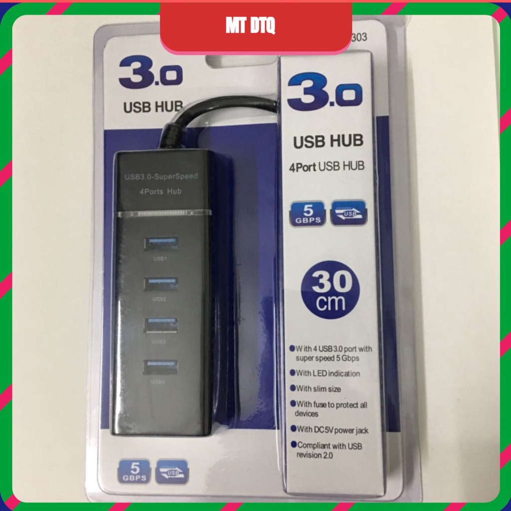 Bộ Chia Usb 4 Cổng Usb 3.0 Tốc Độ Cao, Hub Chia 4 Cổng USB 3.0 1 ra 4 - Dây dài 30cm