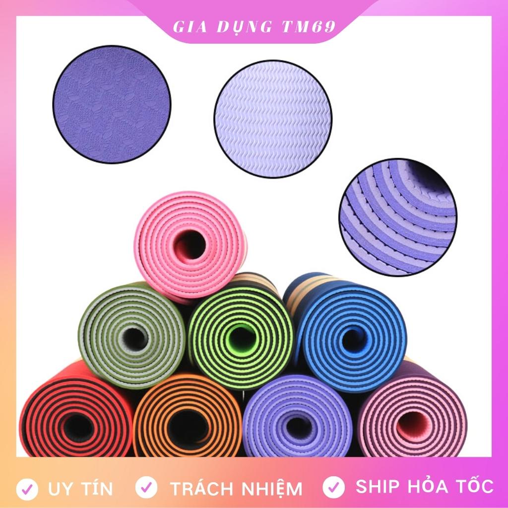 Thảm Tập Yoga Chống Trượt TPE Dày 2 Lớp 6mm Cao Su Cao Cấp Gym Thể Dục Tại Nhà