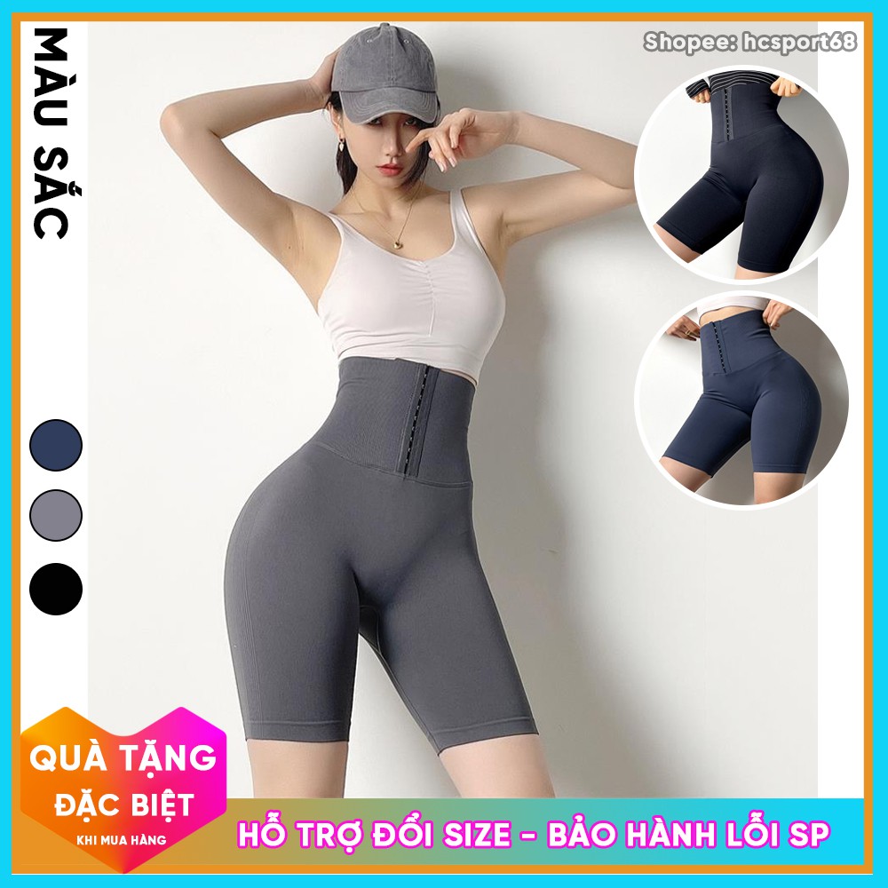 Quần tập gym nữ gen bụng Latex QL08 Mitao Girl dáng quần ngố lửng chất dệt kim lưng cao 20 cm nâng mông  - HcSport68