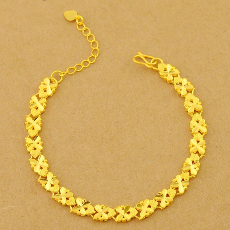 Vòng tay cỏ bốn lá mạ vàng 24K thời trang nữ Hàn Quốc