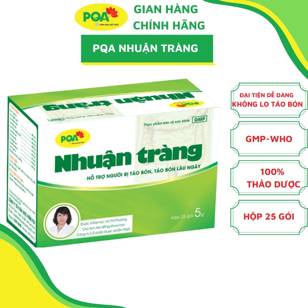 Nhuận Tràng PQA Thảo Dược Tự Nhiên Hỗ Trợ Nhuận Tràng, Táo Bón, Trĩ Cho Người Lớn, Trẻ Em, Phụ Nữ Sau Sinh Hộp 25 Gói
