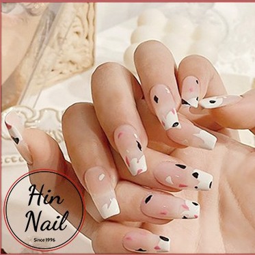 móng giả dà kèm keo Hin Nail móng tay giả nhọn họa tiết độc đáo