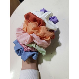 {Ảnh thật} cột tóc vải scrunchies von lụa ánh kim mềm xịn