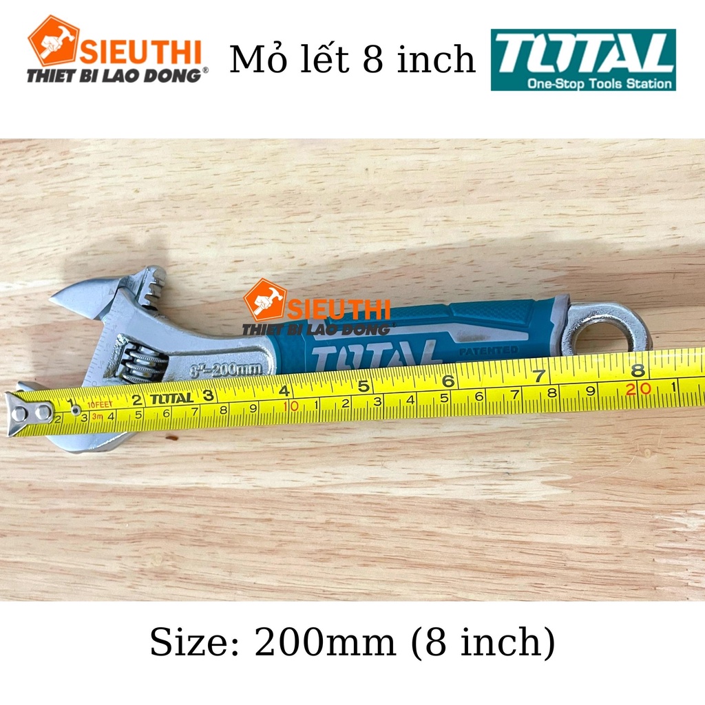 Total Cờ Lê Mỏ Lết 200mm 8inch Mở Rộng 30mm THT101086