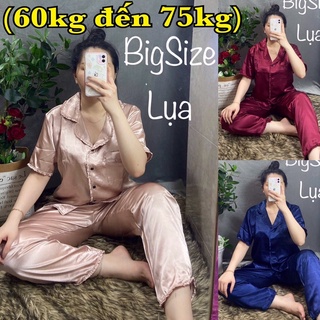 (BigSize Lụa) Đồ Bộ Lụa Đồ Bộ mặc nhà  Đồ Bộ thiết kế Pijama Bigsize -Tay Ngắn Quần Dài