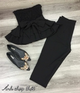 SET ÁO PEPLUM NHÚM + QUẦN NGỐ