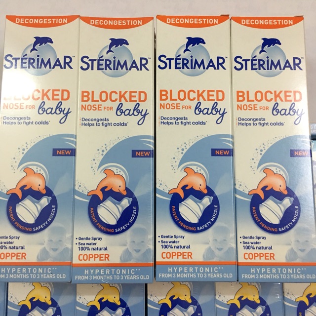 Xịt muối mũi cá heo Cam Sterima 100ml của Pháp giúp vệ sinh và giảm nghẹ mũi