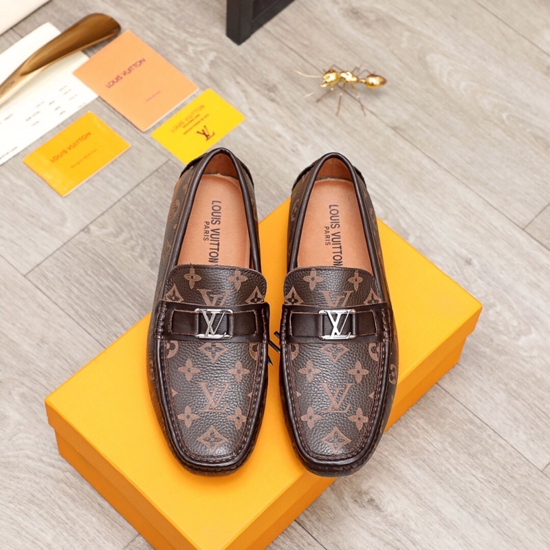 Giày lười cho nam thương hiệu thời trang cao cấp Louis Vuitton LV da thật nhập khẩu