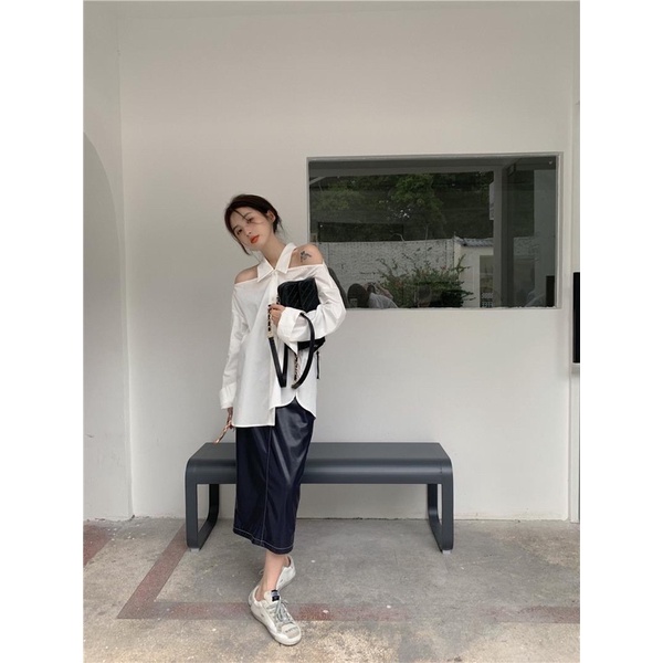 Áo sơ mi trắng khoét vai hàng quảng châu xịn