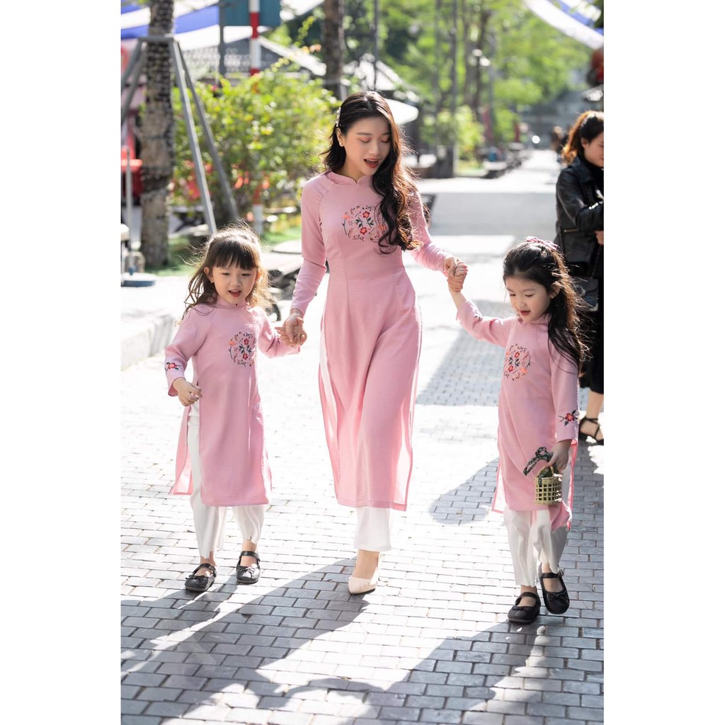 BÁN SỈ SET ÁO DÀI MẸ BÉ 4 MÀU( ÁO MẸ)