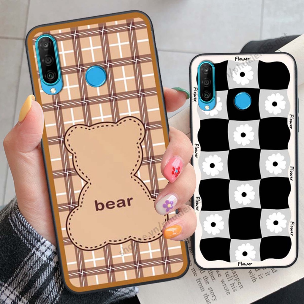 Ốp lưng Huawei Nova 4e / P30 Lite ốp điện thoại LineBear, bé tóc xù, hoa siêu đẹp