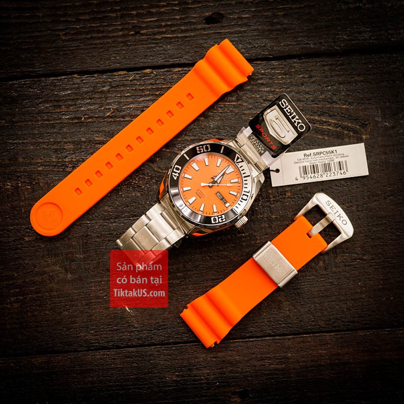 Dây đồng hồ cao su SKX007 cao cấp size 22mm khóa gài kim loại