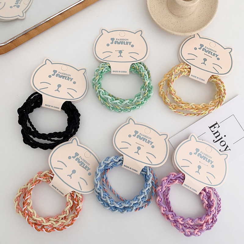 Set 4 dây cột tóc nhiều màu giản đơn phong cách Hàn xinh xắn dành cho nữ