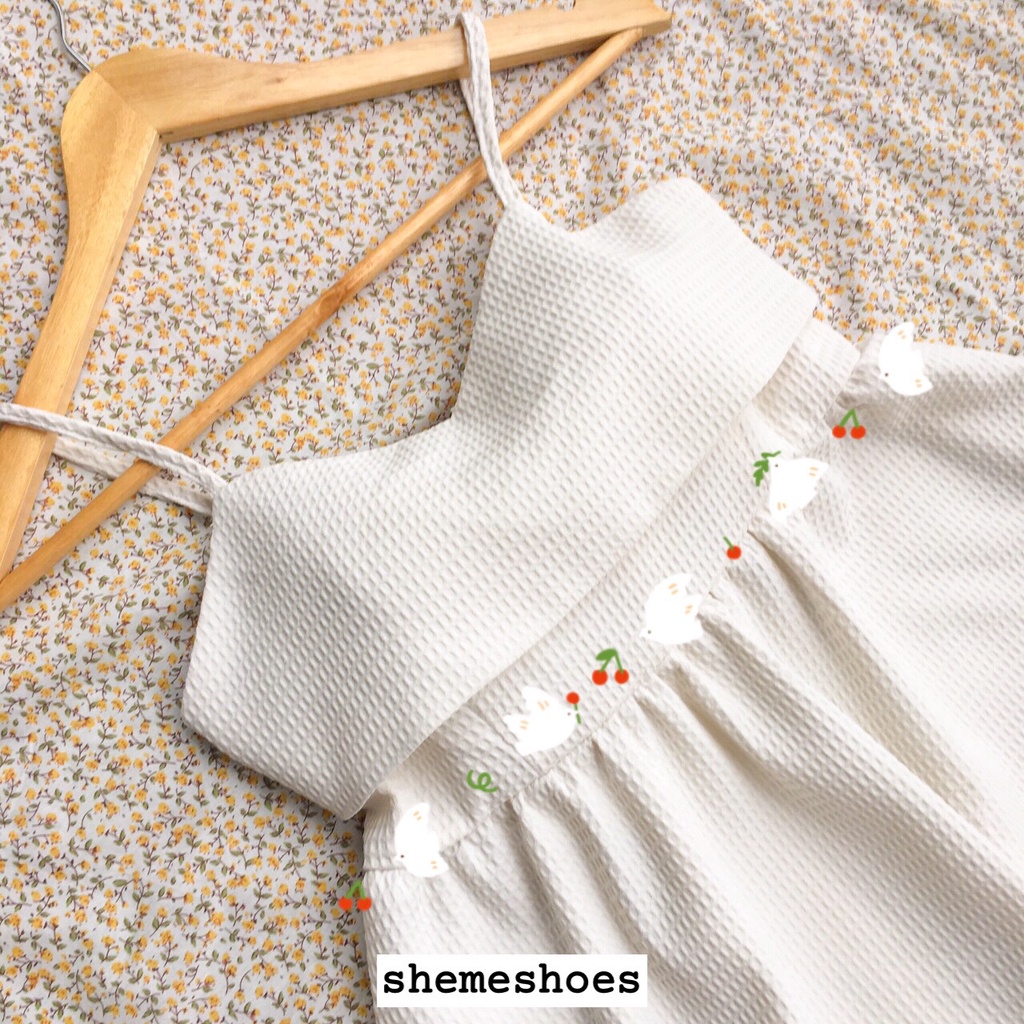 (SALE TẬN GỐC) Daisy Dress_Đầm Hai Dây Thắt Nơ Lưng Full Hai Lớp Kèm Mút Ngực Chất Xốp Hạt Cực Đẹp (Ảnh thật ở cuối)