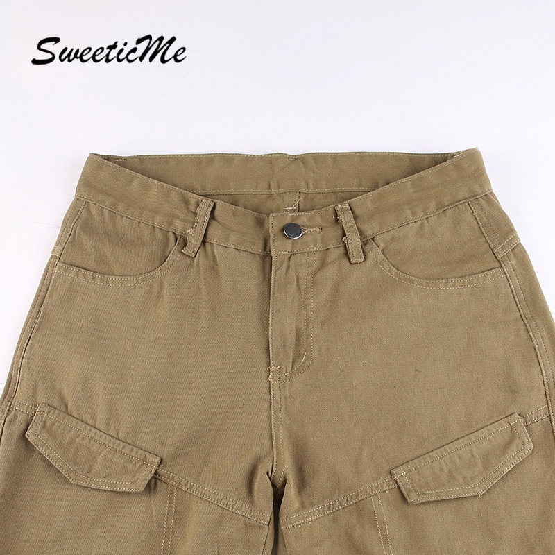 Quần Jean Lưng Thấp Ống Suông Xẻ Tà Màu Trơn Phong Cách Ngọt Ngào Thời Trang Cho Nữ