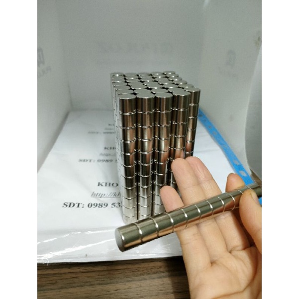 Nam châm viên 8x5mm, nam châm trụ làm túi ví da, dùng trong khu công nghiệp linh kiện