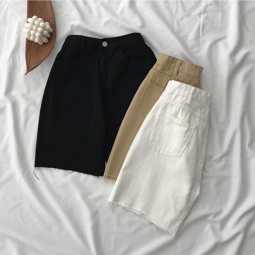 Quần Short Lửng Nữ Ticoo Rách Gấu Phong Cách Basic Quần Sooc Đùi Nữ Trẻ Trung Tôn Dáng Cực Xinh 2834
