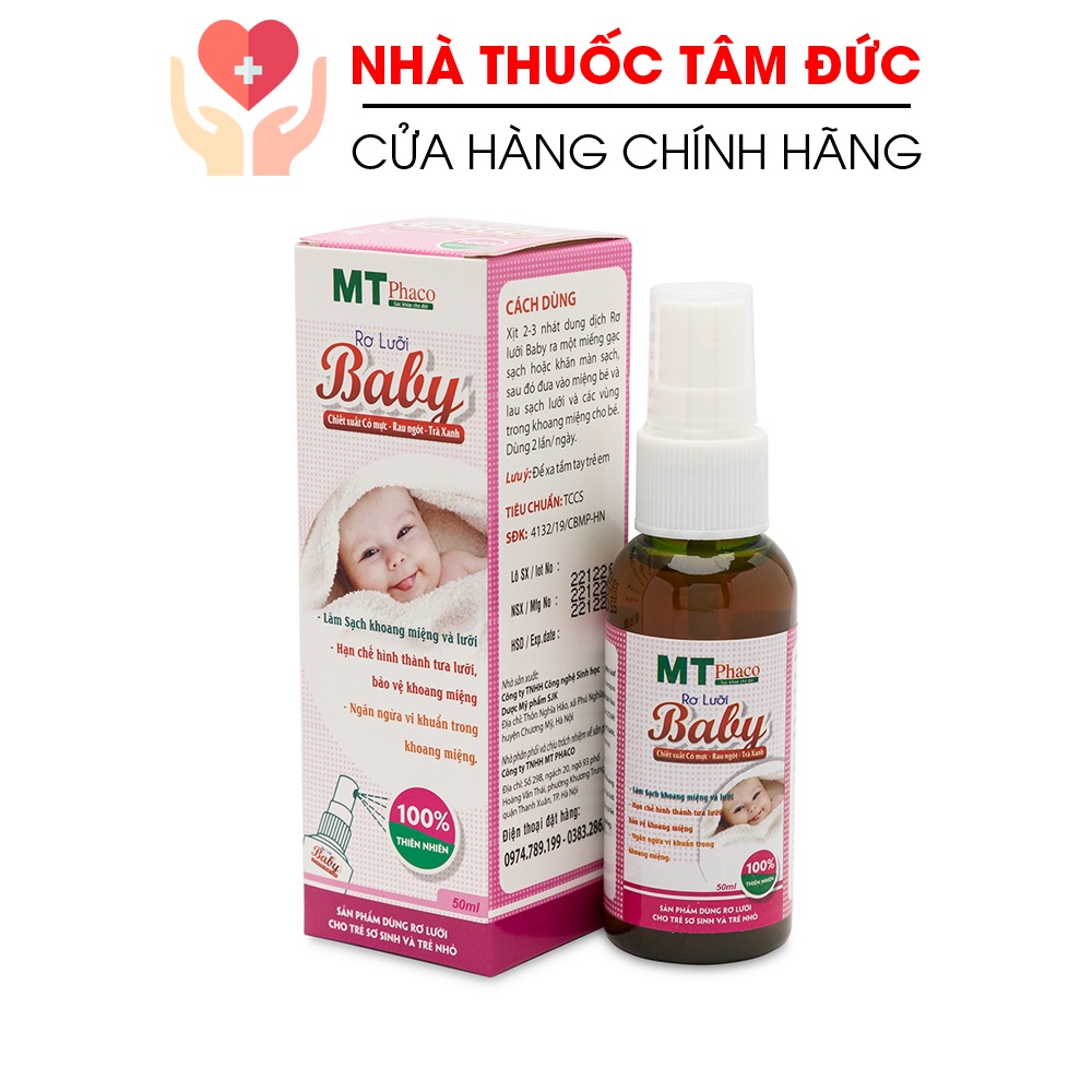 Dung dịch rơ lưỡi Baby chiết xuất cỏ mực, rau ngót, trà xanh - Chai 50ml