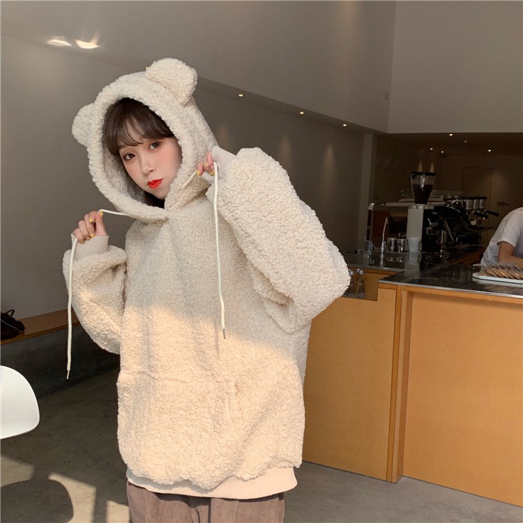 Áo khoác len Quảng Châu chất liệu lông cừu siêu ấm phối tai thỏ M044 | BigBuy360 - bigbuy360.vn