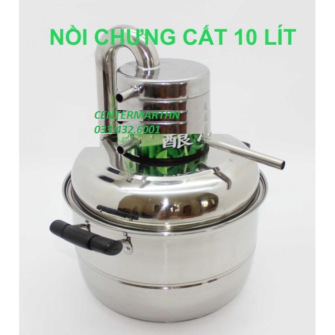 Nồi chưng cất tinh dầu mini - Nồi chưng cất 10 lít inox đa dụng