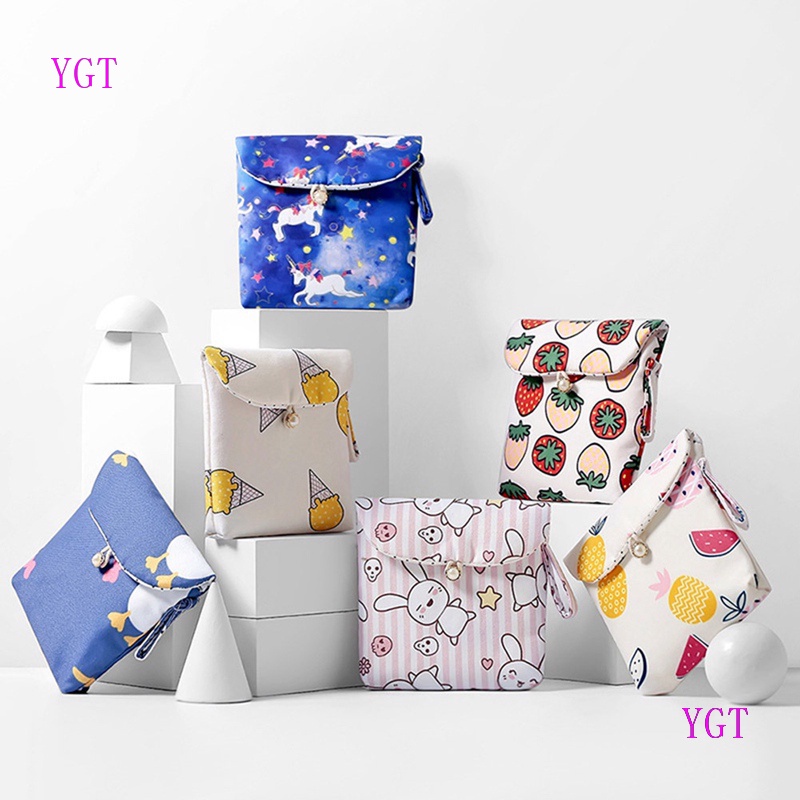 Túi đựng băng vệ sinh bằng vải cotton họa tiết hoạt hình dễ thương