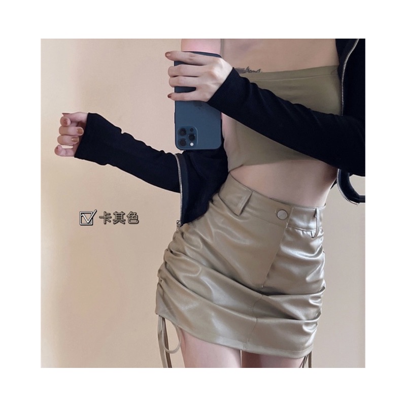 ( Ảnh+Video thật) Chân váy Da/Chân Váy Nhung cạp  cao dây rút các màu thời trang - 3 loại da bóng/lì/nhung | BigBuy360 - bigbuy360.vn