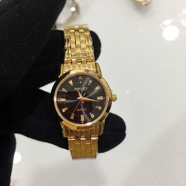 Đồng hồ cặp đôi nam nữ Halei mặt đen dây da kim loại chính hãng - Monwatch | BigBuy360 - bigbuy360.vn