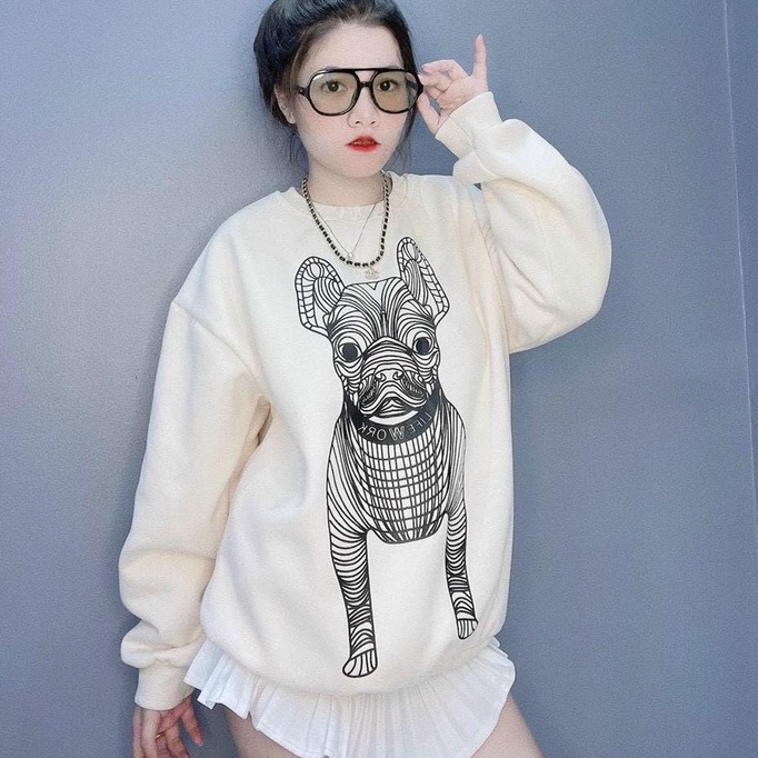 Áo Sweater Nỉ Bông Cotton Dày Mịn In Hình Chú Chó 3D Đáng Yêu | BigBuy360 - bigbuy360.vn