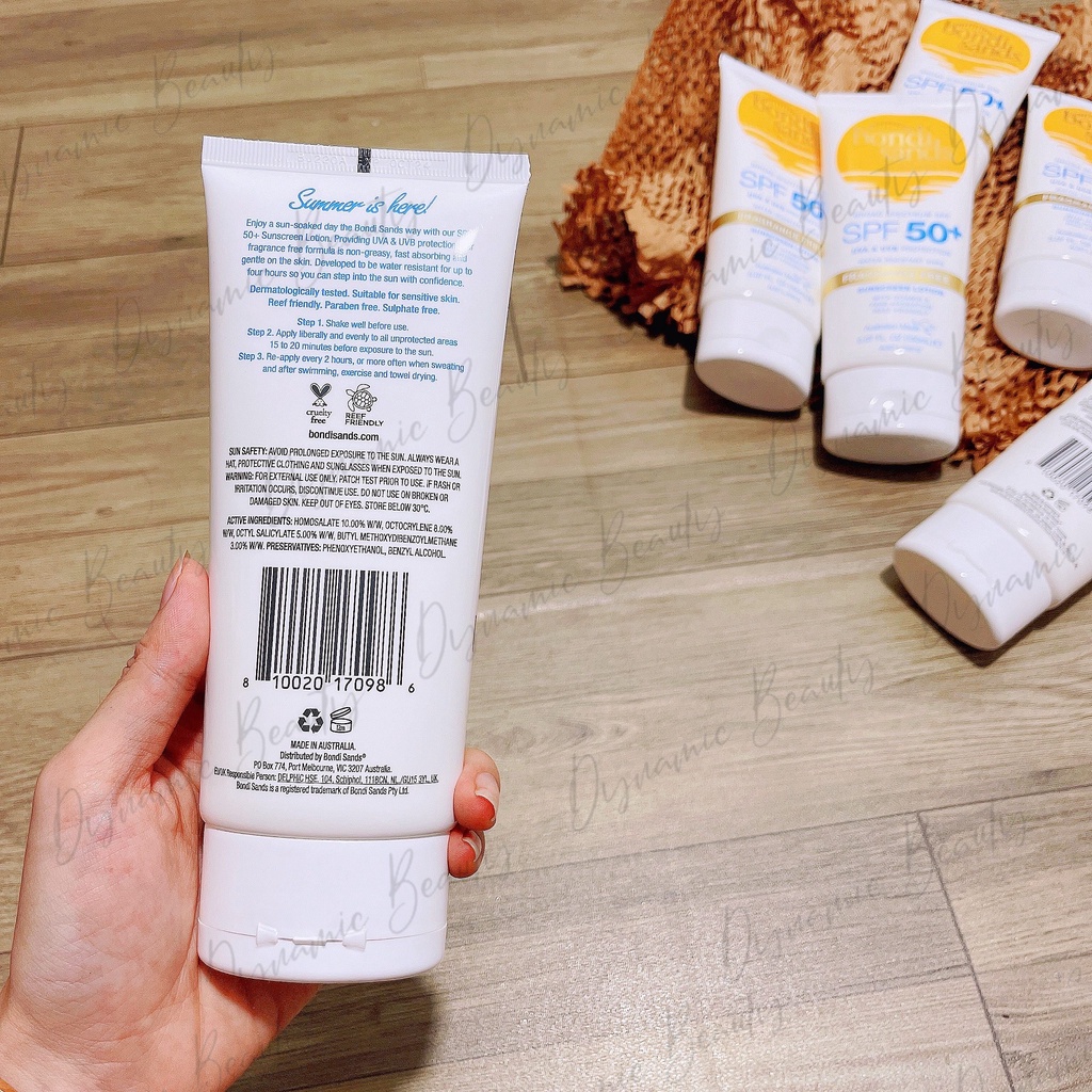 Kem chống nắng Bondi sands broad spectrum spf 50+ fragrance free sunscreen lotion 150ml của Úc