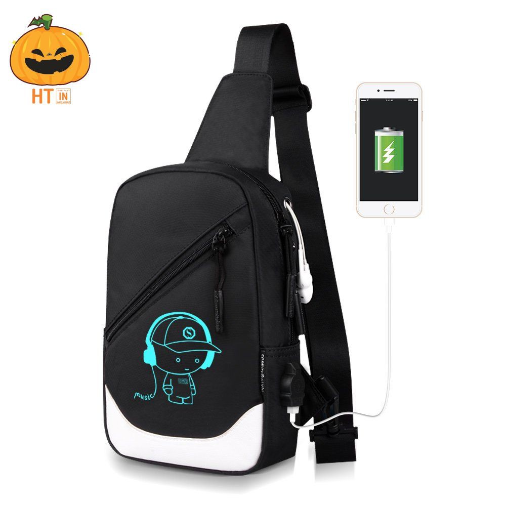 Túi đeo chéo dạ quang Thông minh nhập khẩu chính hãng VŨ GIA hỗ trợ USB Sạc dự phòng N2